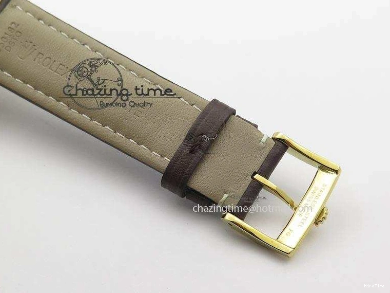 MiroTime 0505 Thermal Cellini Date YG Gold Sticks Dial On Brown Leather Strap A 3885